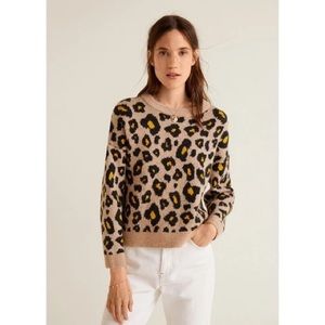 Mango Wool Blend Leopard Print ‘Leopold’ Sweater